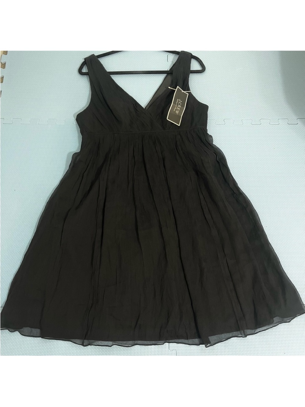 J. Crew Black Chiffon V-Neck Dress